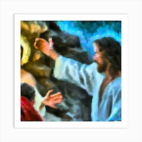 An Impressionist Oil Paint- Jesus Being Tempted By Lucifer Art Print