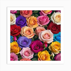 Colorful Roses Seamless Pattern 1 Art Print