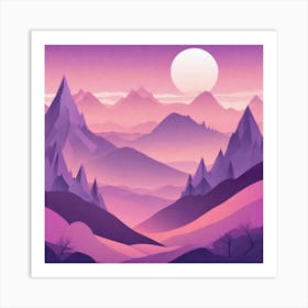 Misty mountains background in purple tone 71 Art Print