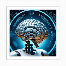 Robot With Brain Art Print