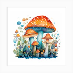 Mushrooms And Flowers 59 Art Print