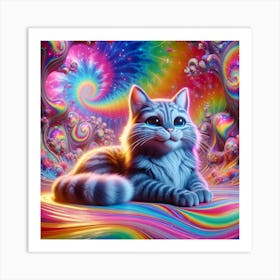 Psychedelic Cat Art Print