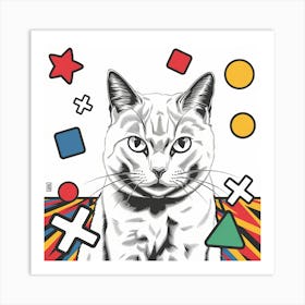 Cat With Shapes Art Print