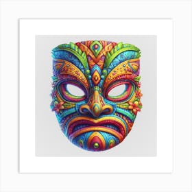 Watercolor Festival Tiki Mask 16 Art Print