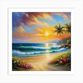 Sunset On The Beach 60 Art Print