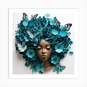 Blue Afro Art Print