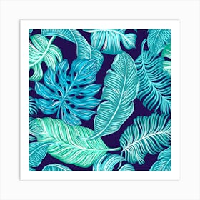 Tropical Greens Leaves Design 8 Art Print