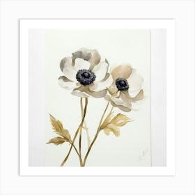 Illustration of delicate flowers on a white background 1 Art Print