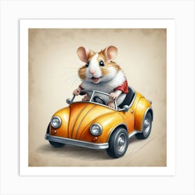 Hamster In A Car 4 Art Print