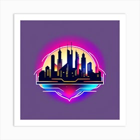 Neon City Skyline Art Print