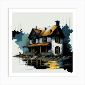 Colored House Ink Painting (22) Art Print