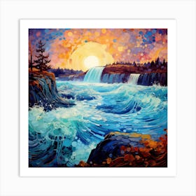 Sunset At The Falls Art Print