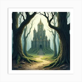 Watercolor Of Isengard Surrounded By Dark, Twisted Trees 1 Art Print