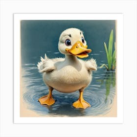 Duck In Water 11 Art Print