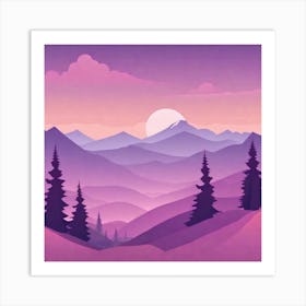 Misty mountains background in purple tone 38 Art Print