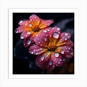 Raindrops On Flowers Art Print