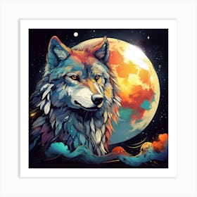 Wolf In The Moonlight Art Print