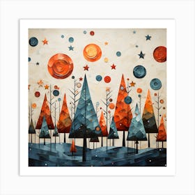 Joyful Reindeer Abstract Watercolor Art Print