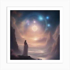 Woman Looking At The Stars Art Print