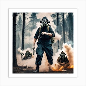 Gas Masks In The Forest 7 Art Print