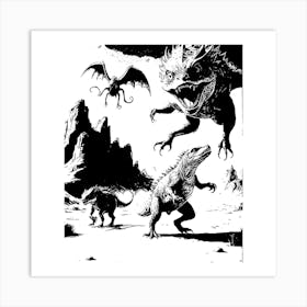 Dinosaurs In The Desert Art Print