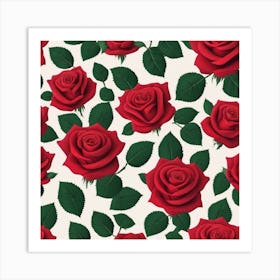 Red Roses Seamless Pattern Art Print