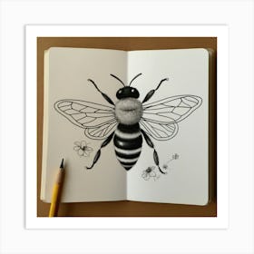 Bee Drawing Art Print