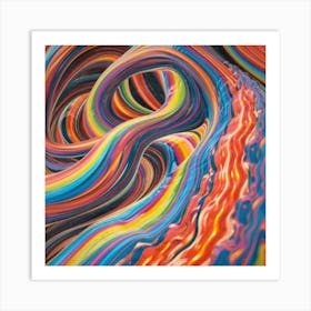 Close-up of colorful wave of tangled paint abstract art 24 Art Print