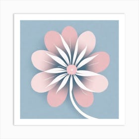 A White And Pink Flower In Minimalist Style Square Composition 189 Art Print