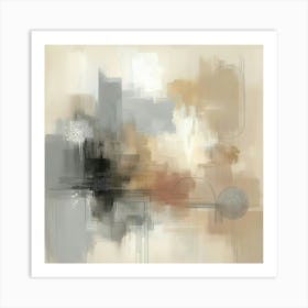 Abstract Art, Neutral Painting Beige, Grey 3 (1) Art Print