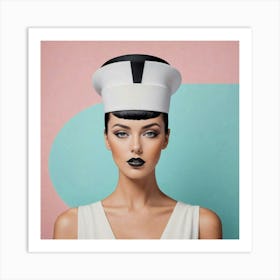 Fashion Model In Hat Art Print