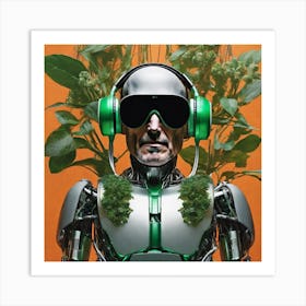 Robot With Plants 1 Art Print