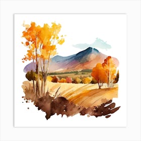 Watercolor Autumn Landscape 58 Art Print