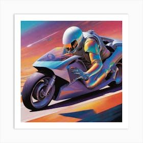 Futuristic Motorcycle Rider 1 Art Print
