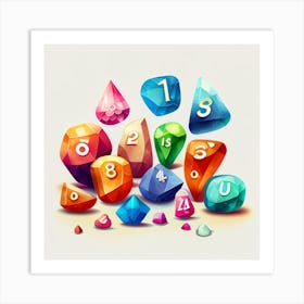 Colorful Dice Set Art Print