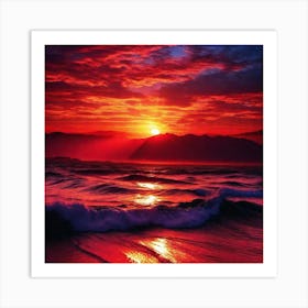 Sunset On The Beach 520 Art Print