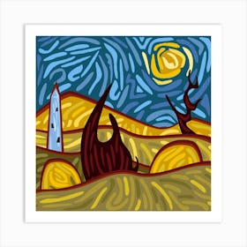 Starry Night In The Countryside 1 Art Print