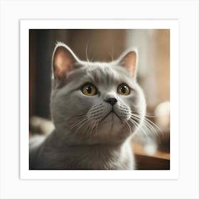 A Cute British Shorthair Kitty, Pixar Style, Watercolor Illustration Style 8k, Png Art Print