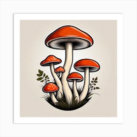 Mushroom Illustration 3 Art Print