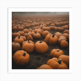 Foggy Pumpkins Art Print