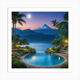 Pool At Dusk Art Print