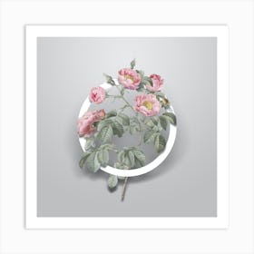 Vintage Tomentose Rose Minimalist Floral Geometric Circle on Soft Gray n.0136 Art Print