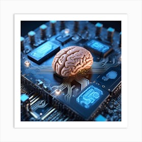 Brain On A Circuit Board 68 Art Print