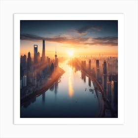 Sunrise In Shanghai Art Print