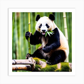 Panda Bear Eating Bamboo 1 Art Print