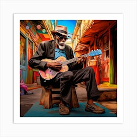 Old Man Playing Ukulele 1 Art Print