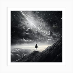 Man Standing On Top Of A Mountain 1 Art Print