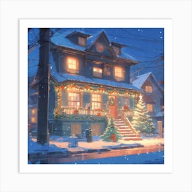Christmas Decorated Home Outside Golden Ratio Fake Detail Trending Pixiv Fanbox Acrylic Palette (5) Art Print
