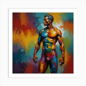 Man In Colorful Paint Art Print