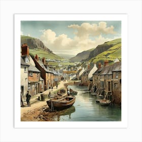 Beer Fishing Village In Devon England Vintage Art Print Art Print